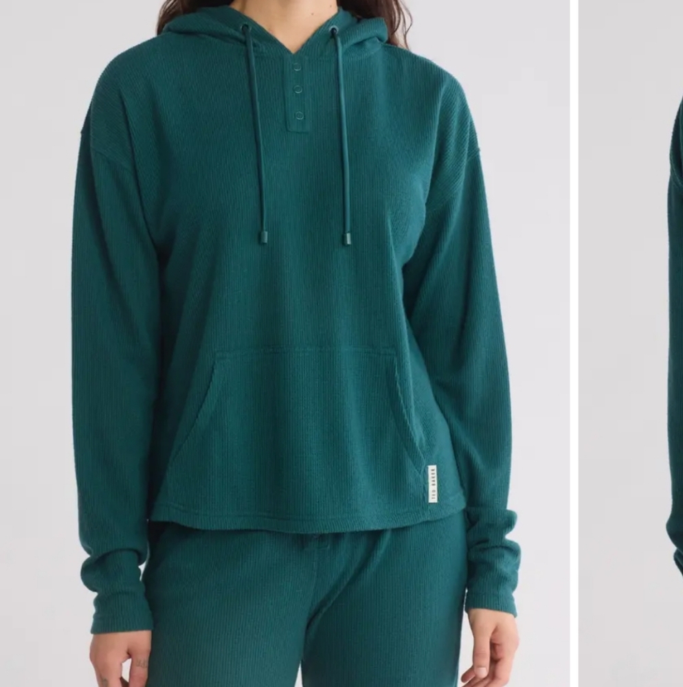 Ted Baker "Flourish" Hoodie W Printed Lining, Waffle Textured